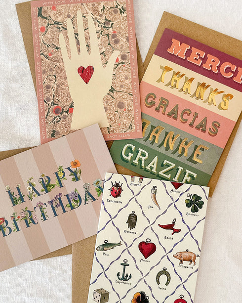 Floral Striped Birthday Card
